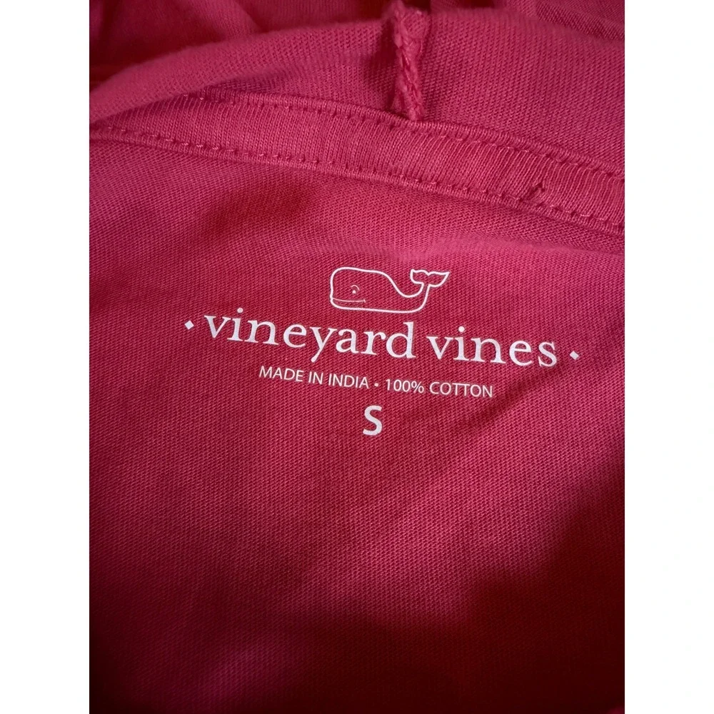 Vineyard Vines Mens Pink Football Graphic Hooded‎ Long Sleeve T-Shirt Small